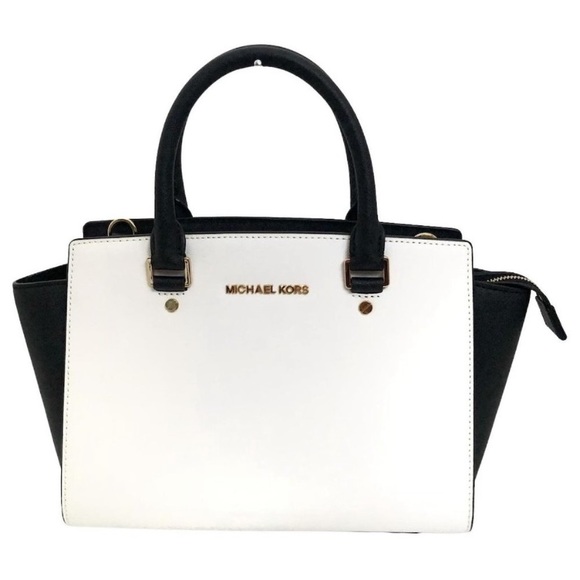 Michael Kors Selma Optic White/Black Satchel - Picture 4 of 6